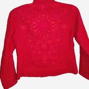 Coldwater Creek Red Embroidered Blazer - Size 10P